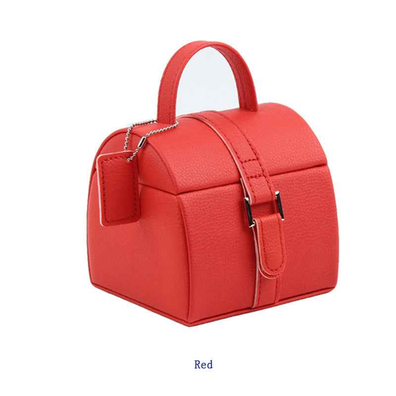 Mini Leather Jewelry Box β Travel Case Organizer in Mint Green, Pink, Orange | Compact Gift for Women