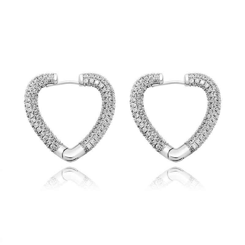 Hip-Hop Unisex Earrings - 18K Gold or White Gold-Plated Copper with AAA Cubic Zirconia in Black, Gold, and White Gold