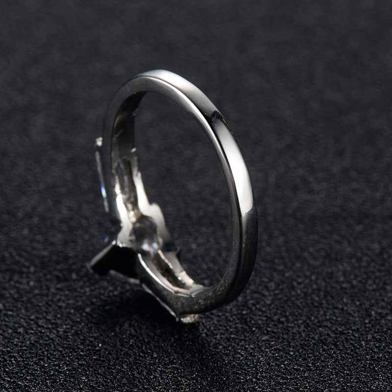 Heart-Shaped Diamond Accent Ring in Stainless Titanium Steel with Platinum Inlay | Women's Sparkling Jewelry for European & American Styles