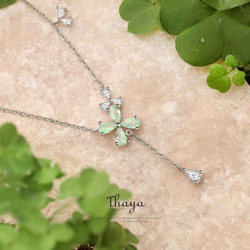 Four-Leaf Clover Necklace in 925 Sterling Silver with Adjustable Chain β Minimalist Gift