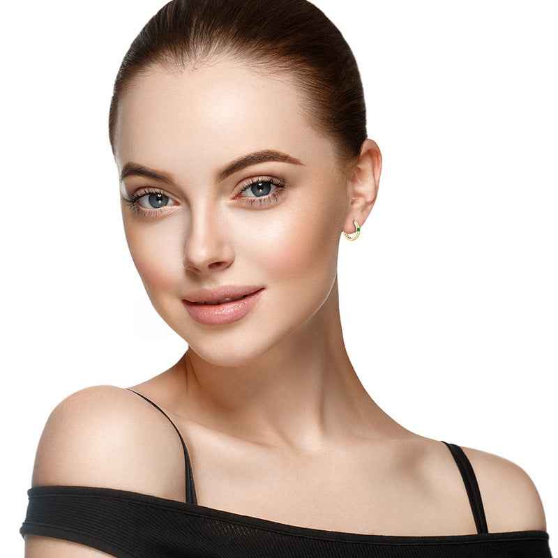 Geometric Emerald Earrings β Modern Gold-Plated 925 Sterling Silver Jewelry for Women