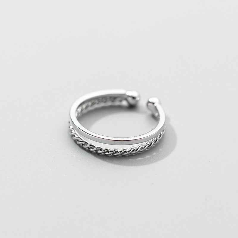 Double-Layer Twist Line Ring β Adjustable S925 Sterling Silver Jewelry for Women in Gold & Silver Finishes