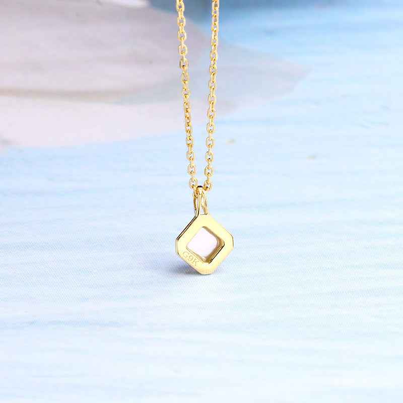 Japanese Amethyst Necklace - Vintage Silver Geometric Minimalist Design