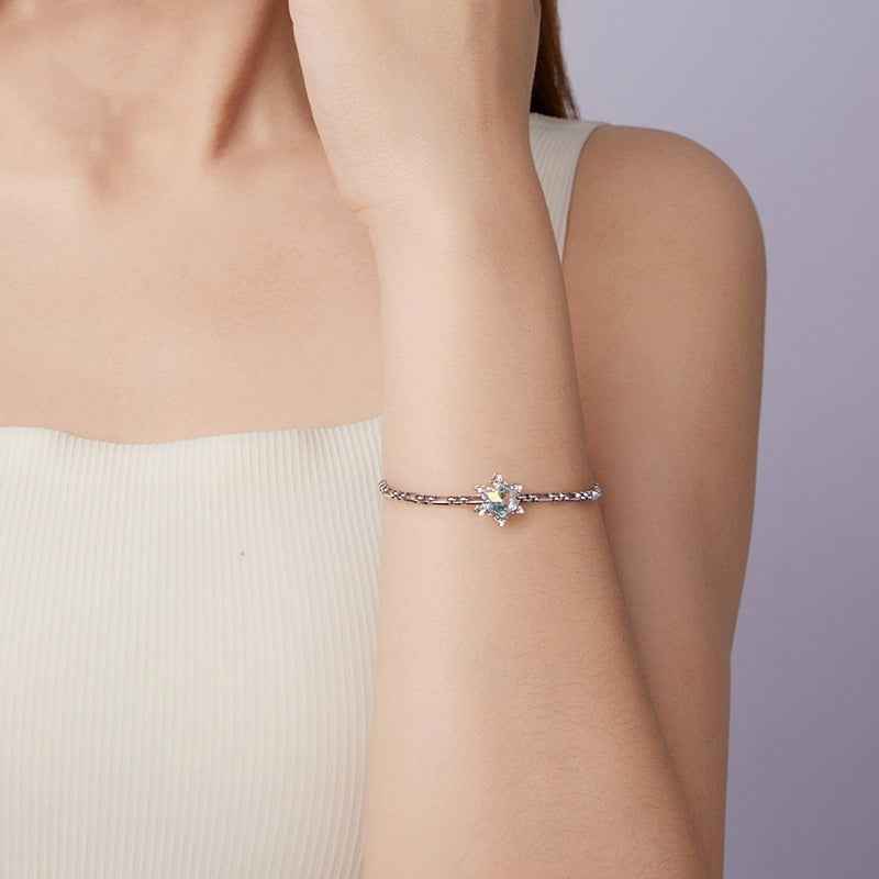 Minimalist Sterling Silver Bracelet - Modern Round Box Chain Design in S925