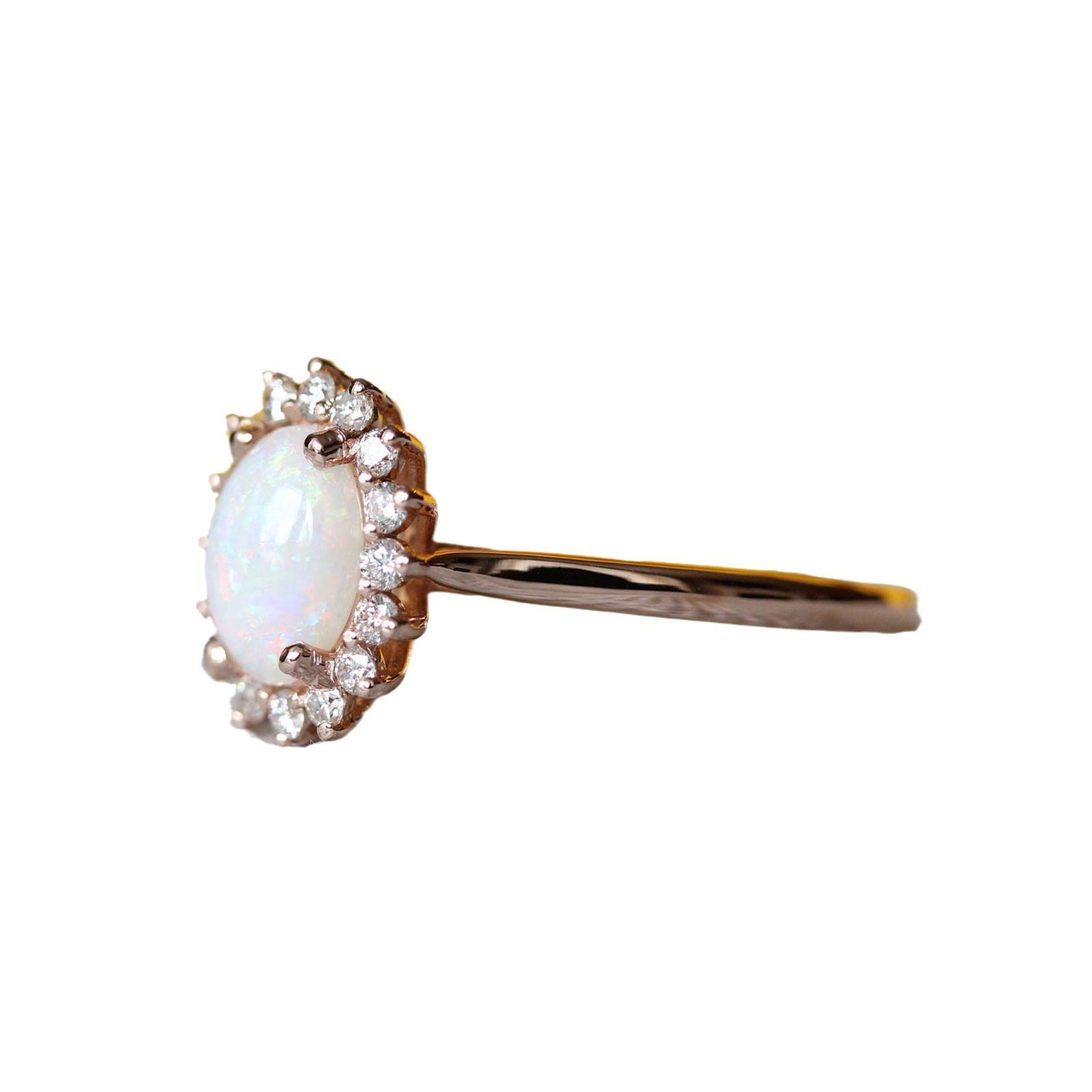 Oval Opal Rose Gold Ring β Korean Style Geometric Ellipse Women's Jewelry | Delicate High-Margin Fashion Accessory - Eterna