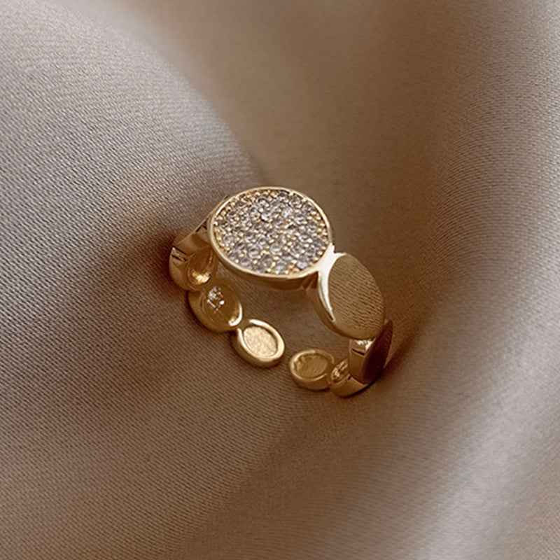 Classic Adjustable Zircon Circle Ring | Korean Fashion Statement Jewelry for Women