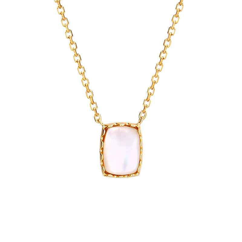 Lace Shell Pendant Necklace in Silver with Queen or White Shell and Gemstone Inlay - Adjustable Chain