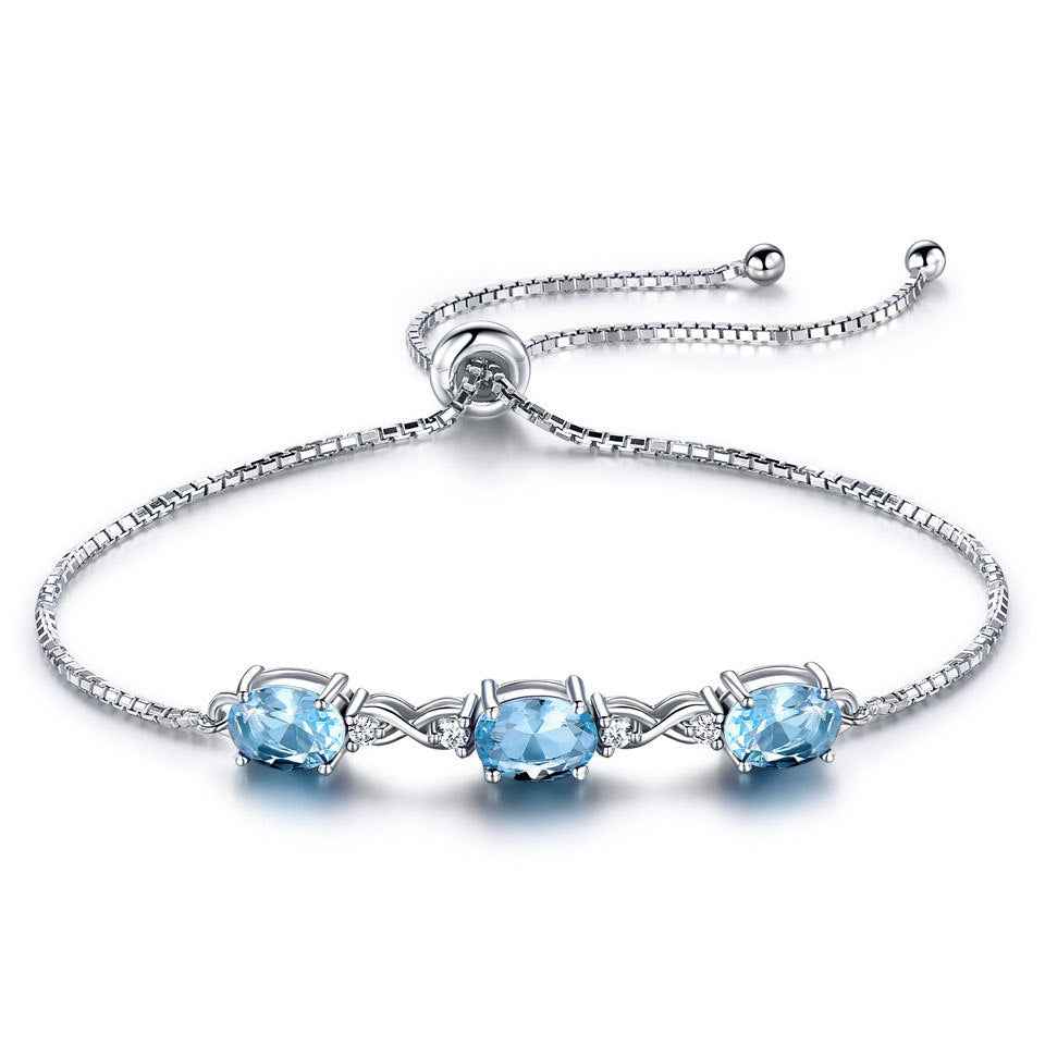 Blue Wave Tanzanite Bracelet - Adjustable Sterling Silver Ocean-Inspired Luxury in Multiple Colors
