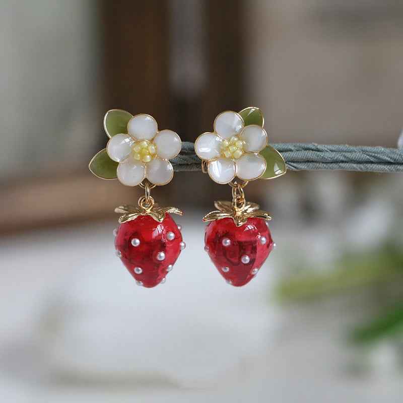 Cute Strawberry Earrings β Japanese Style, 925 Sterling Silver or Gold-Plated, Multiple Backings Available