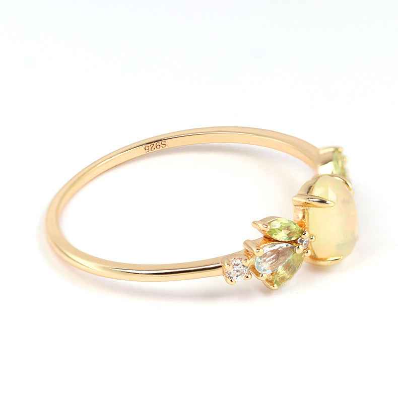 Marquise Opal Peridot Ring - Exquisite Gemstone Jewelry
