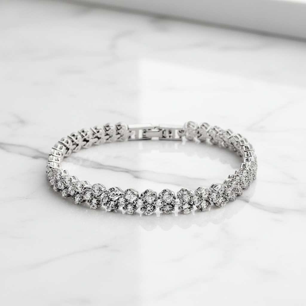 Round Cut CZ Tennis Bracelet in S925 Sterling Silver - Eterna