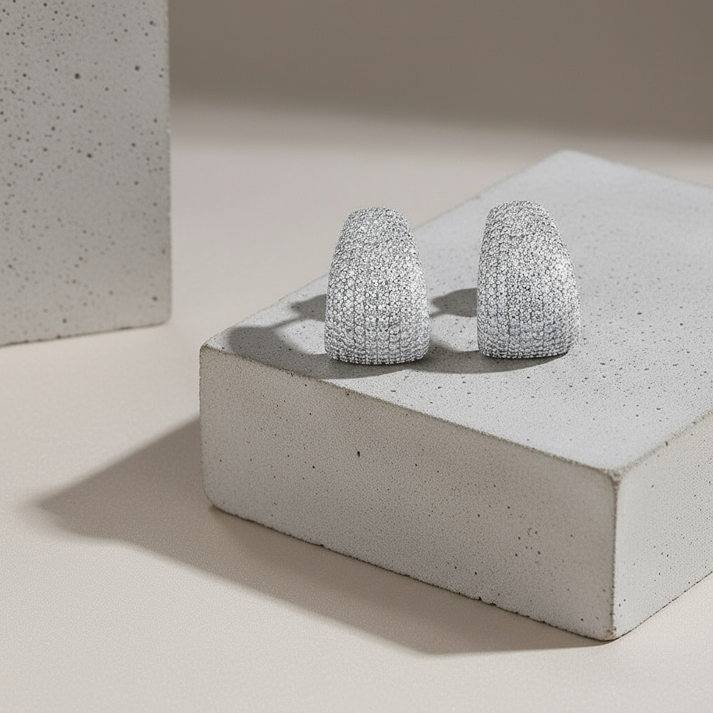 Sterling Silver Moissanite Stud Earrings β D-E Color, Versatile Geometric Design, Gift Box Option - Eterna