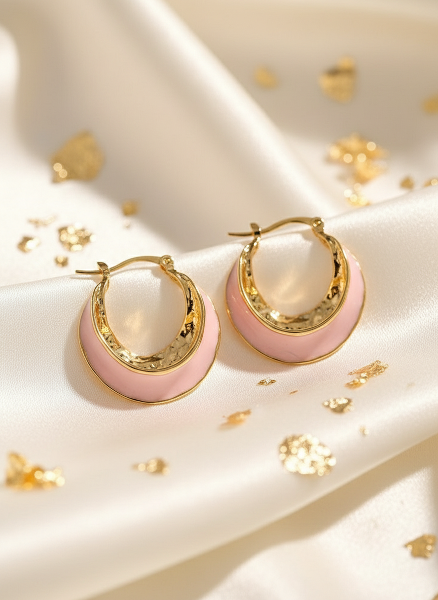 Drip Glazed French Circle Earrings β Retro Creative Design, Silver or Gold-Plated Alloy - Eterna