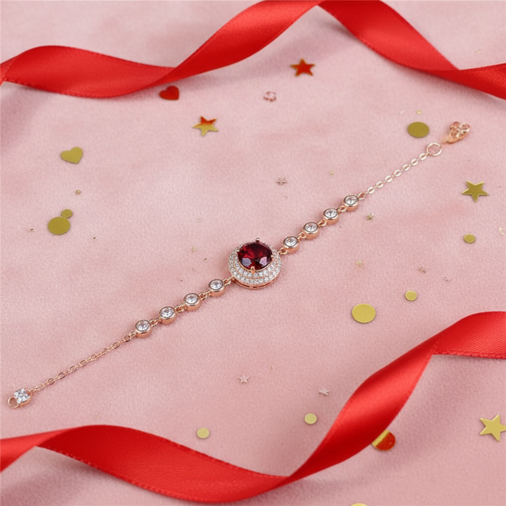 Natural Garnet Bracelet β Sterling Silver, Rose Gold or White Gold Finish - Eterna