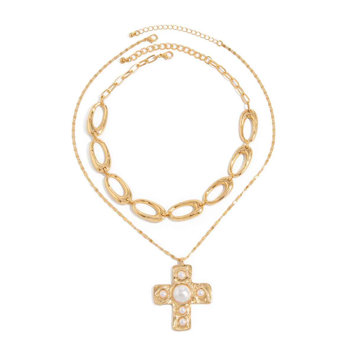 Chunky Pearl Cross Necklace - Elegant and Unique Accessory