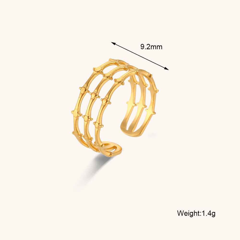 18K Gold Plated Adjustable Rings for Women - Trendy Stainless Steel Designs