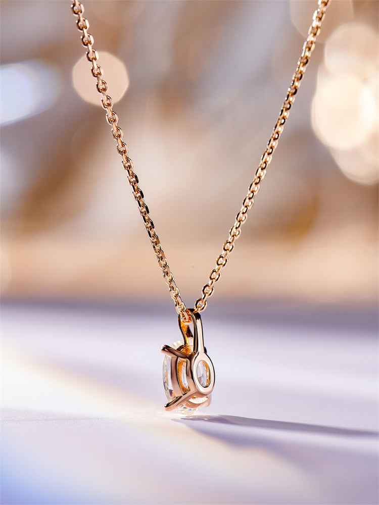 1.25 Carat Moissanite Pendant Necklace - Rose Gold Plated 925 Sterling Silver, Adjustable Solitaire Design