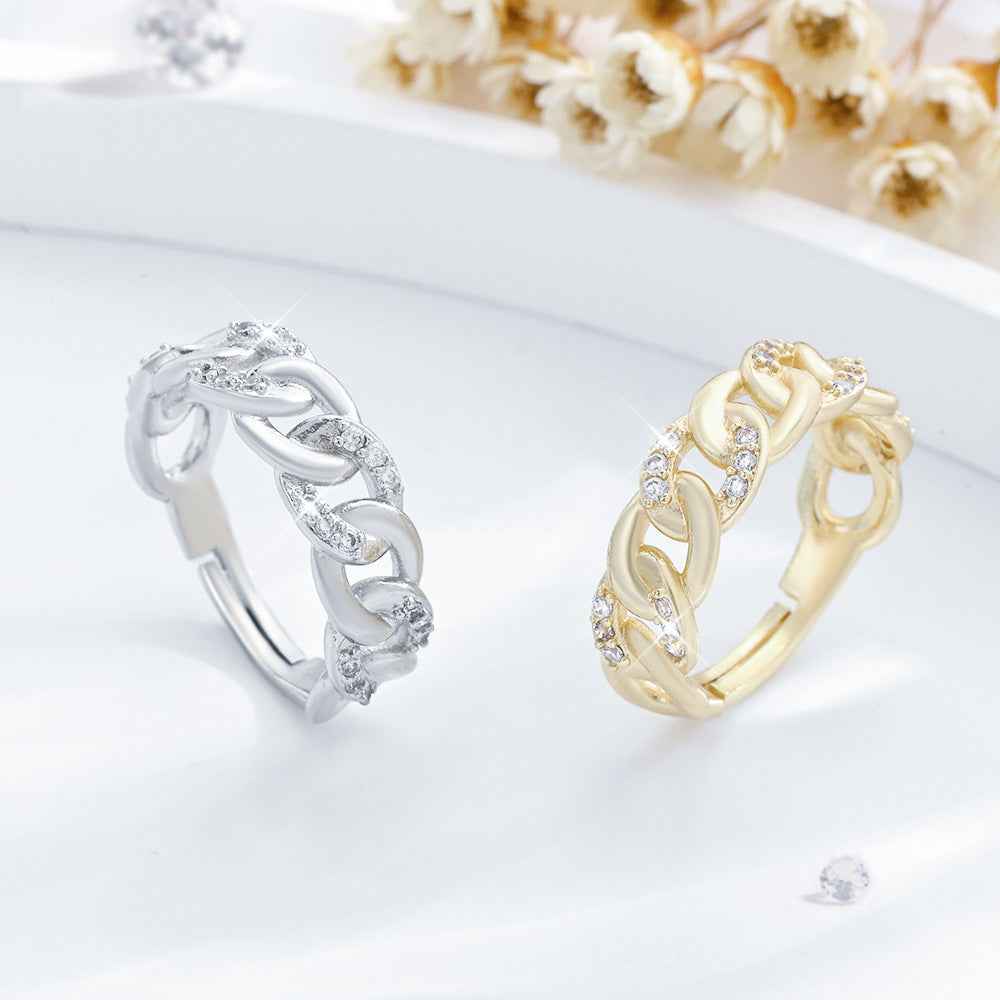 Adjustable Chain Ring Jewelry - Gold & Silver Fashion OL | Women's Statement Ring (Single or Set)