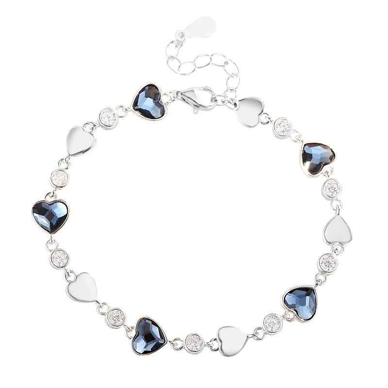 Korean Heart of the Sea Bracelet – 925 Sterling Silver, Romantic Simple Design