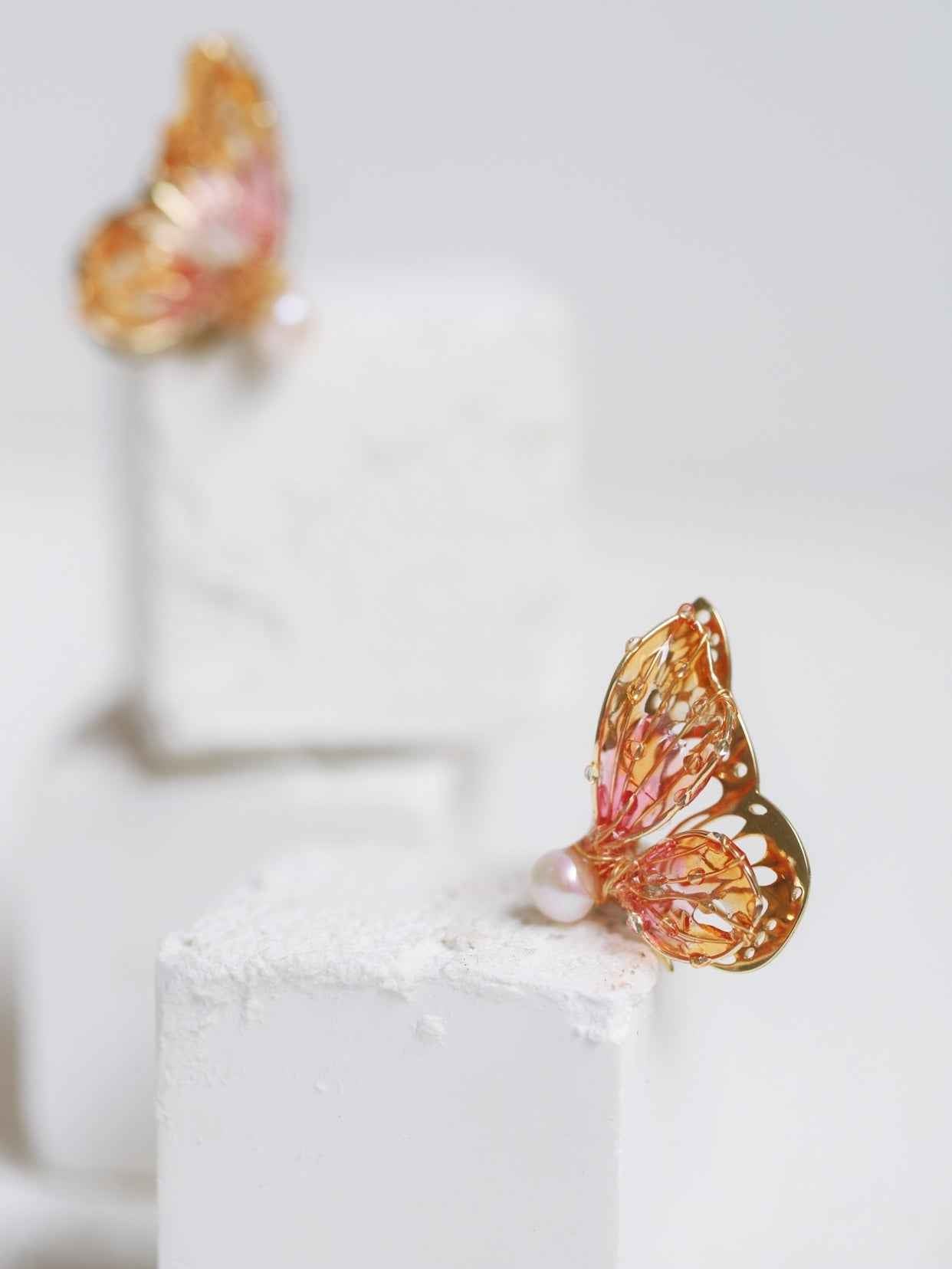 Butterfly Lady Earrings - Vibrant Alloy with Silver or Gold-Plated Options in Multiple Colors & Styles (Studs, Ear Clips, Singles)