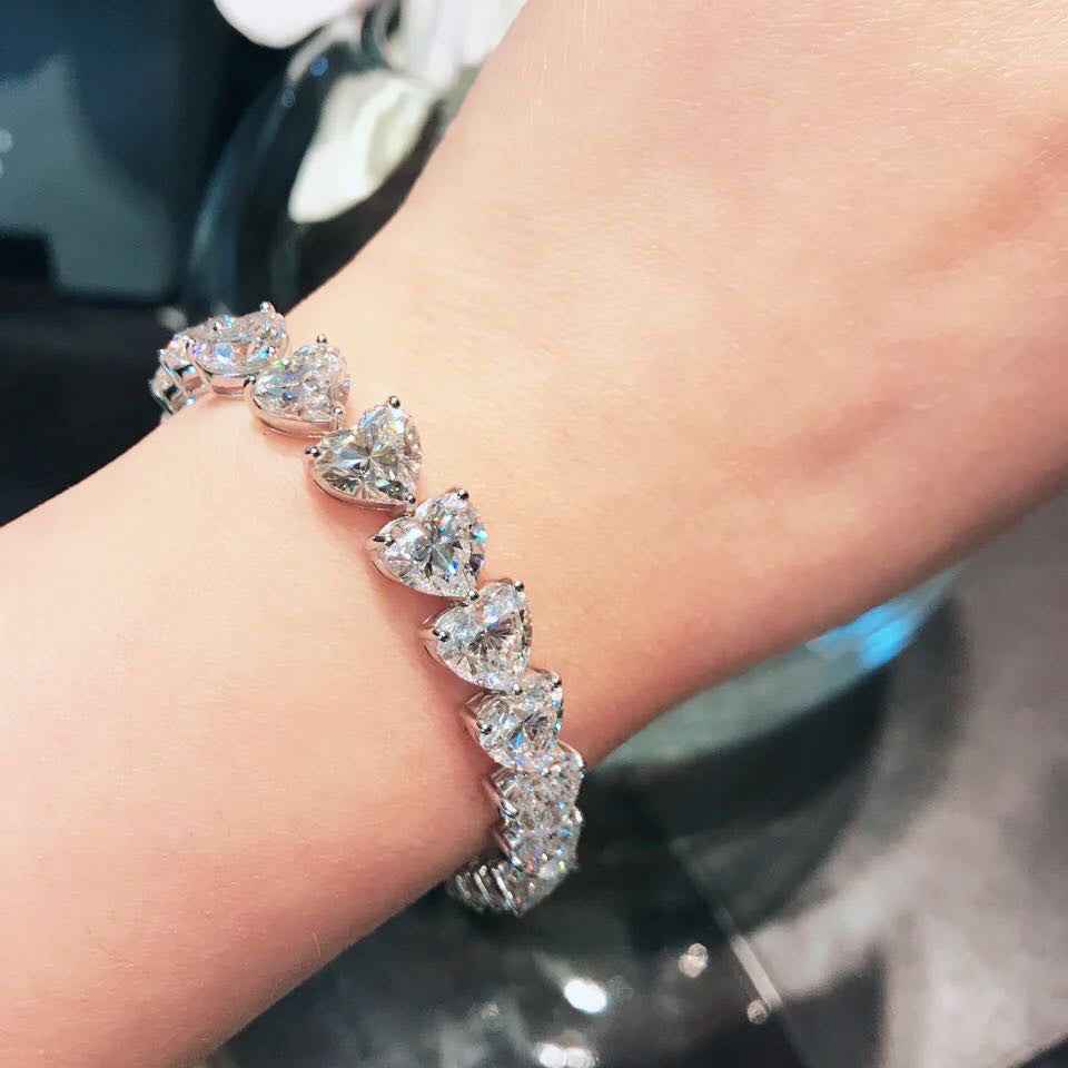 Full Diamond Sterling Silver Bracelet – S925 Luxury with High Carbon Diamond (Multiple Lengths)