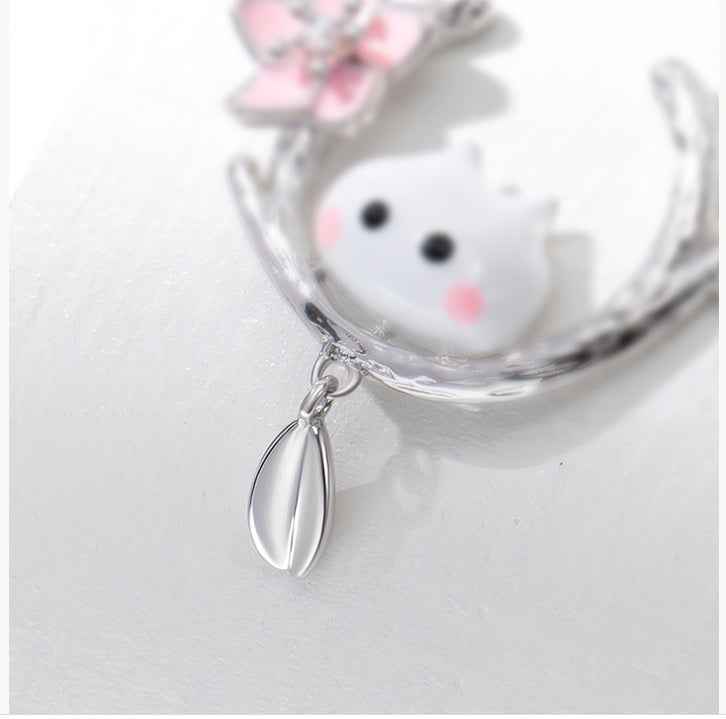 Peekaboo Flower Bud Animal Necklace - Original Gold-Plated Copper Design