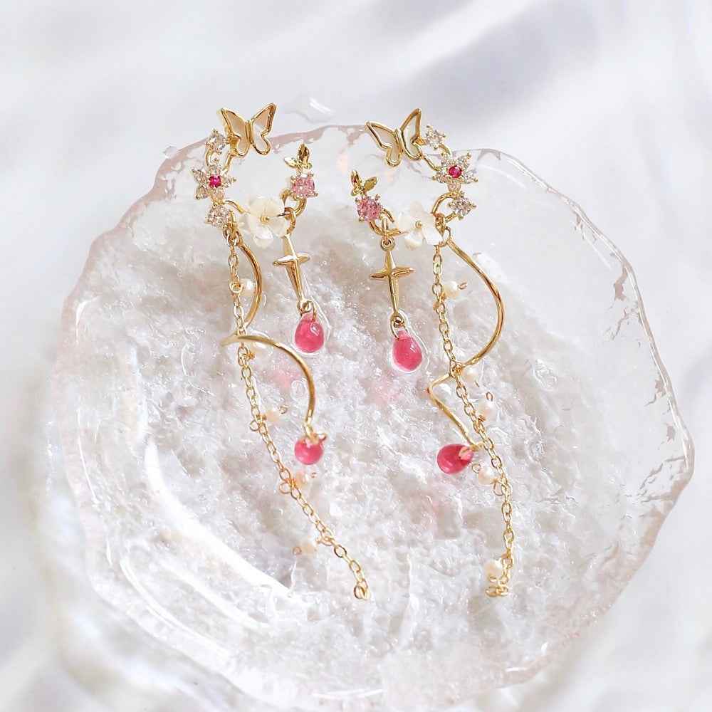 Dancing in the Garden Earrings - 18K Gold-Plated Copper, Sterling Silver Posts, Freshwater Pearls & Zircon