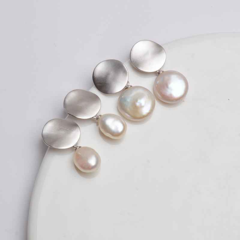 Freshwater Baroque Pearl Earrings in Silver or Gold Finish – Genuine Pearls, Two Sizes Available