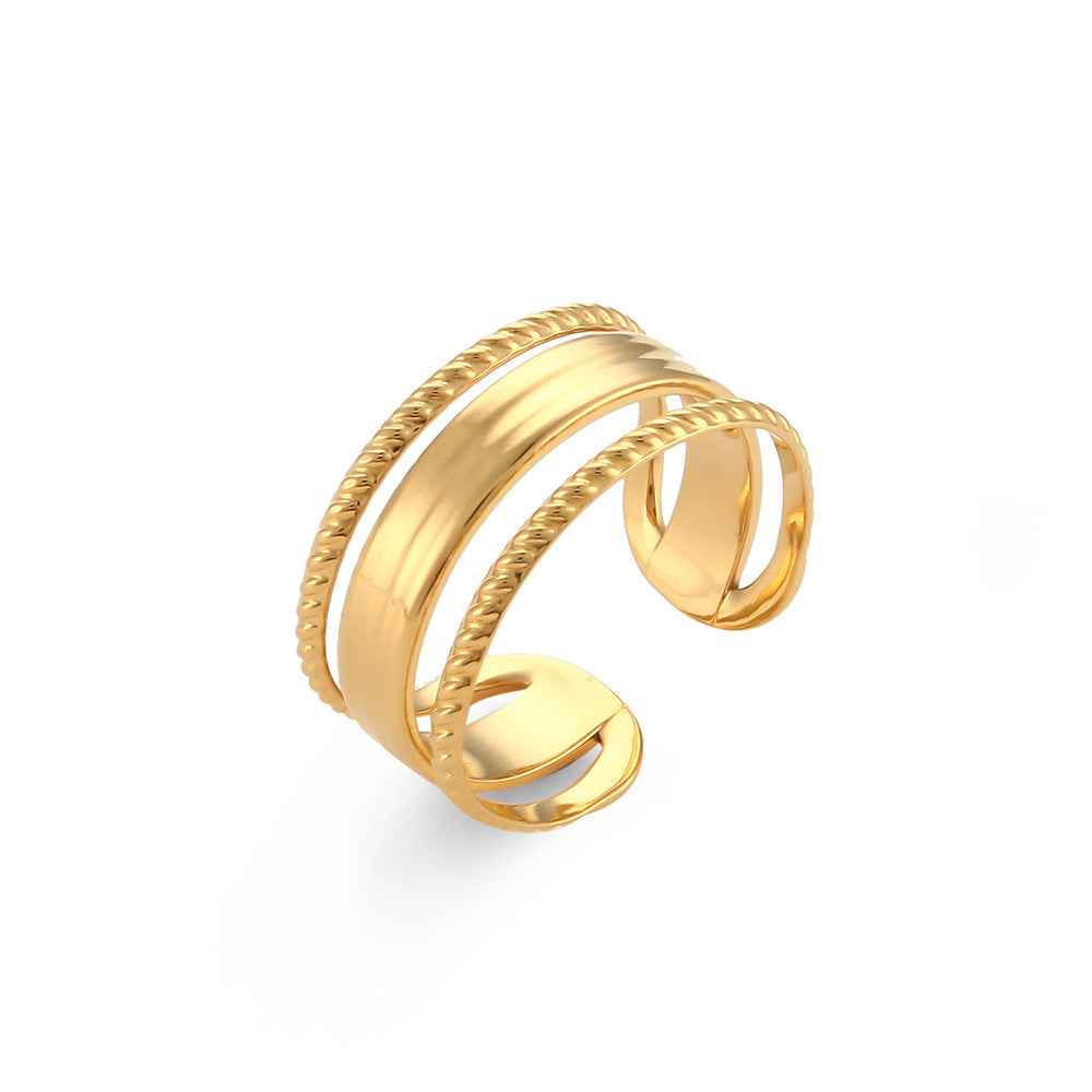 18K Gold Plated Adjustable Rings for Women - Trendy Stainless Steel Designs