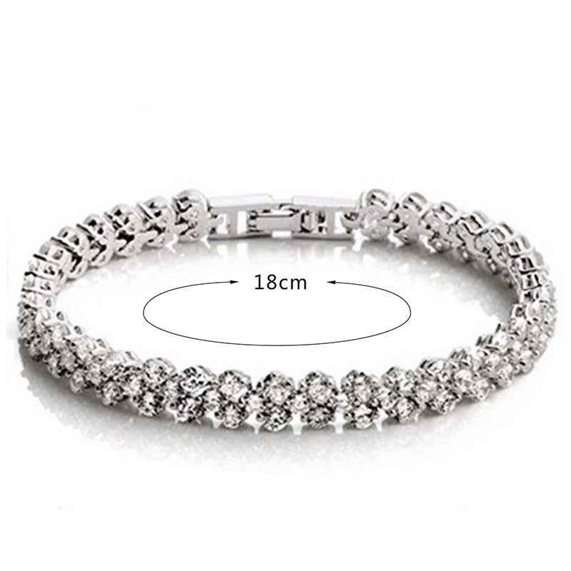 Roman-Inspired Silver Bracelet - Zircon & Silver Geometric Fashion in European/American Style