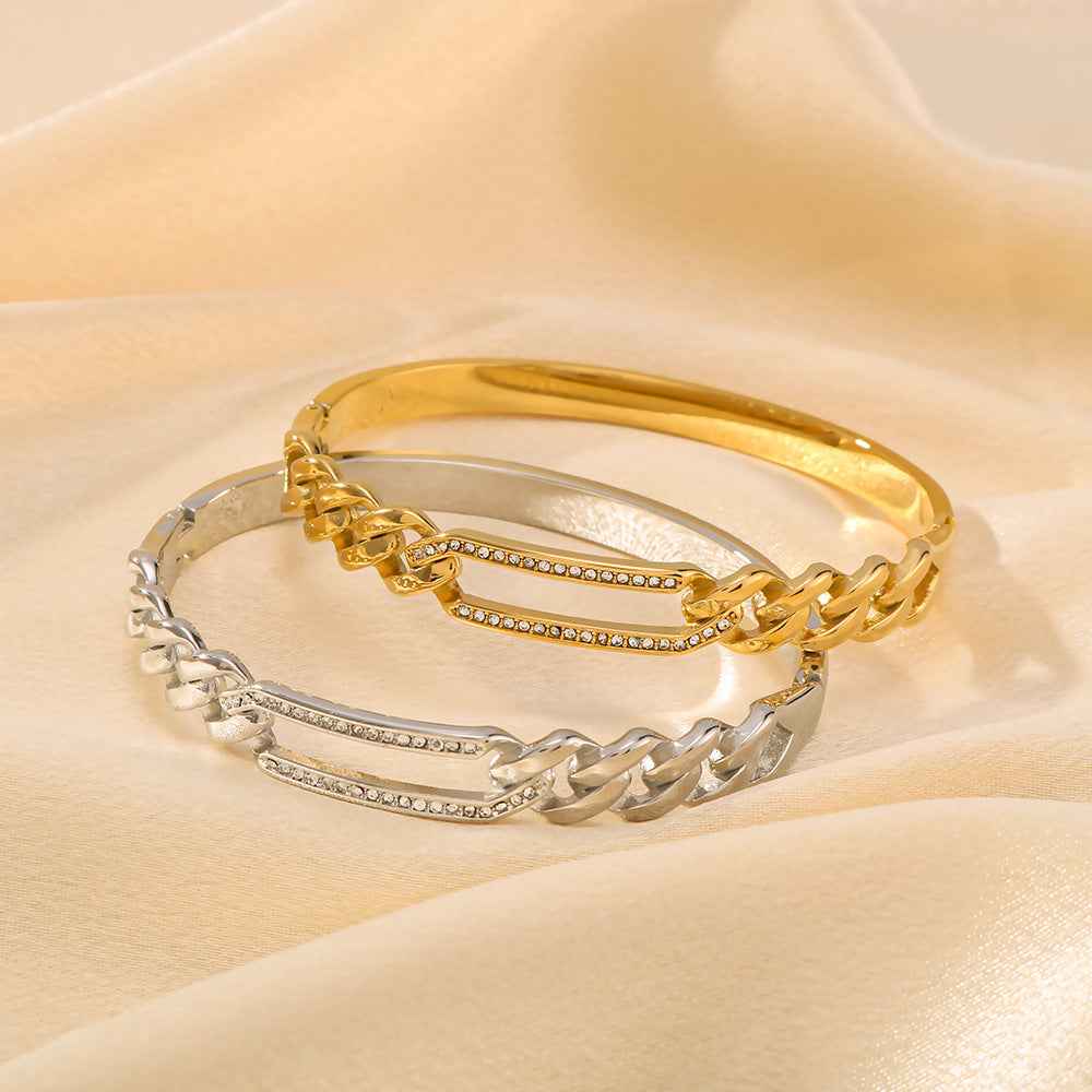 Twist Texture Crystal Bracelet - Elegant Bar Design for All Occasions