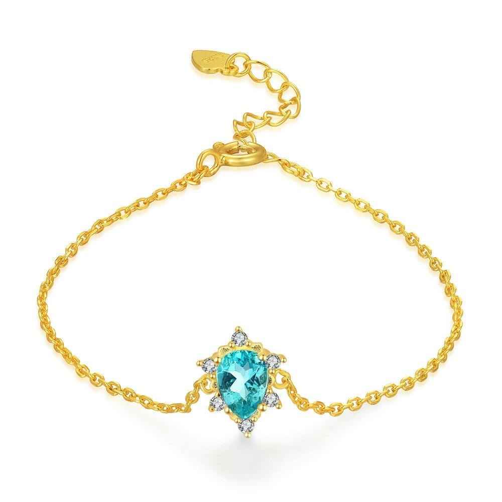 Natural Apatite Bracelet in Sterling Silver - Certified S925, Prong & Micro Setting, Blue Gemstone