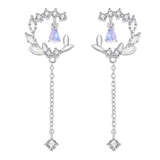 Purple Floral Drop Earrings - Artistic Flower Design in Electroplated Silver Alloy