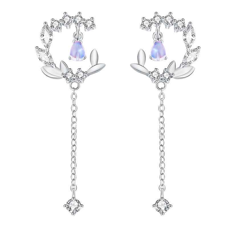 Purple Floral Drop Earrings - Artistic Flower Design in Electroplated Silver Alloy