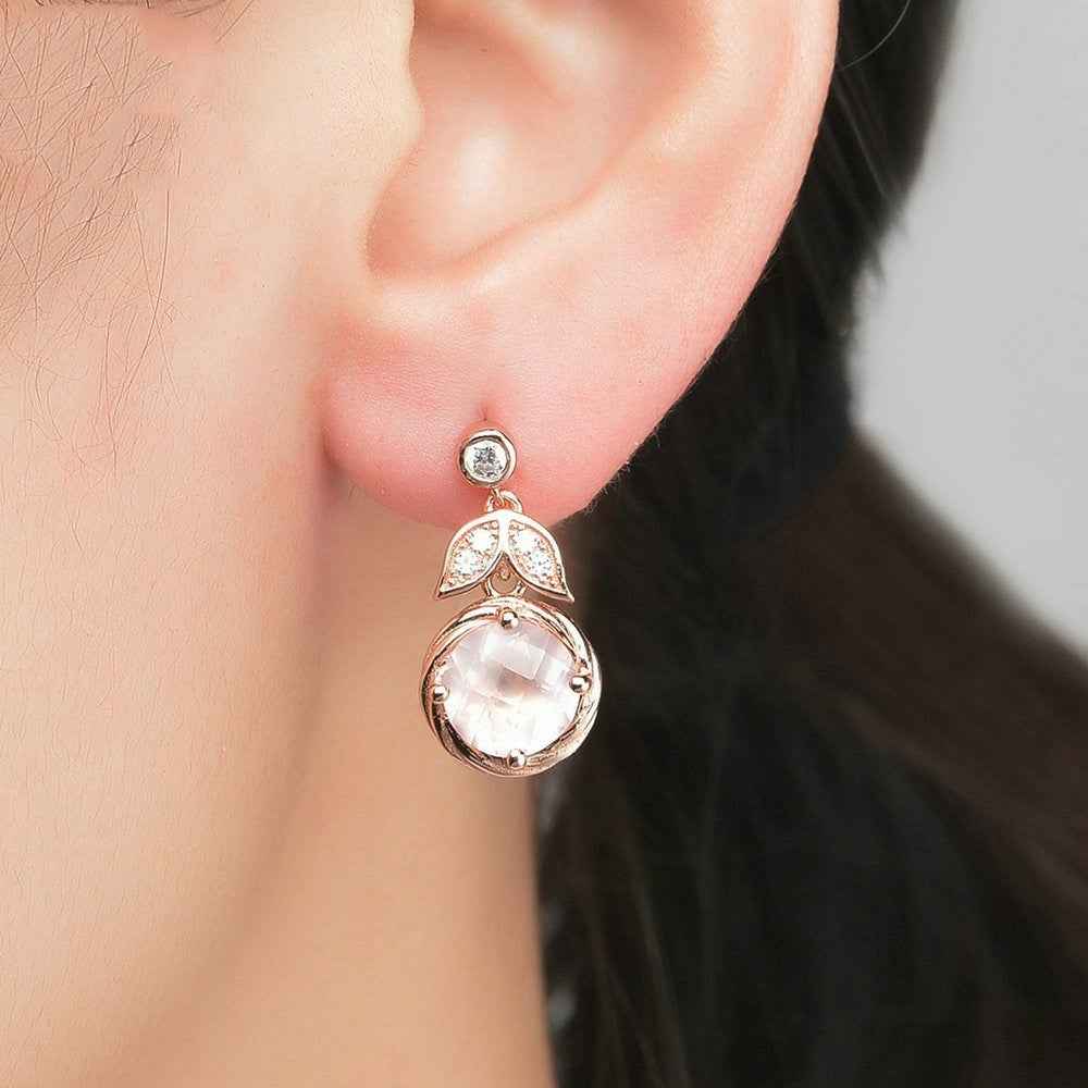 Natural Pink Crystal Earrings - S925 Sterling Silver Prong Setting, Certified Gemstone