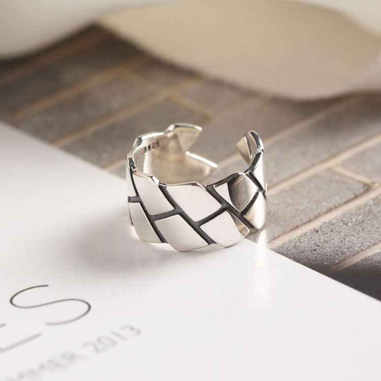 Korean Minimalist Silver Ring S925 Sterling Silver Adjustable Retro Chic Style