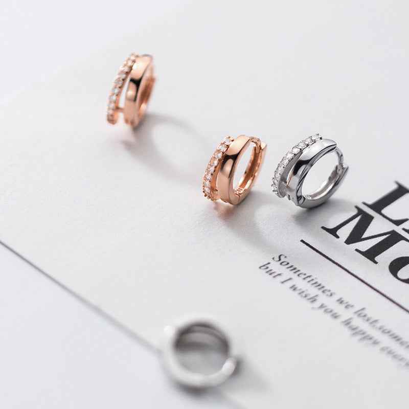 Modern S925 Sterling Silver Earrings – Elegant Rose Gold or Silver Finish for Everyday Wear