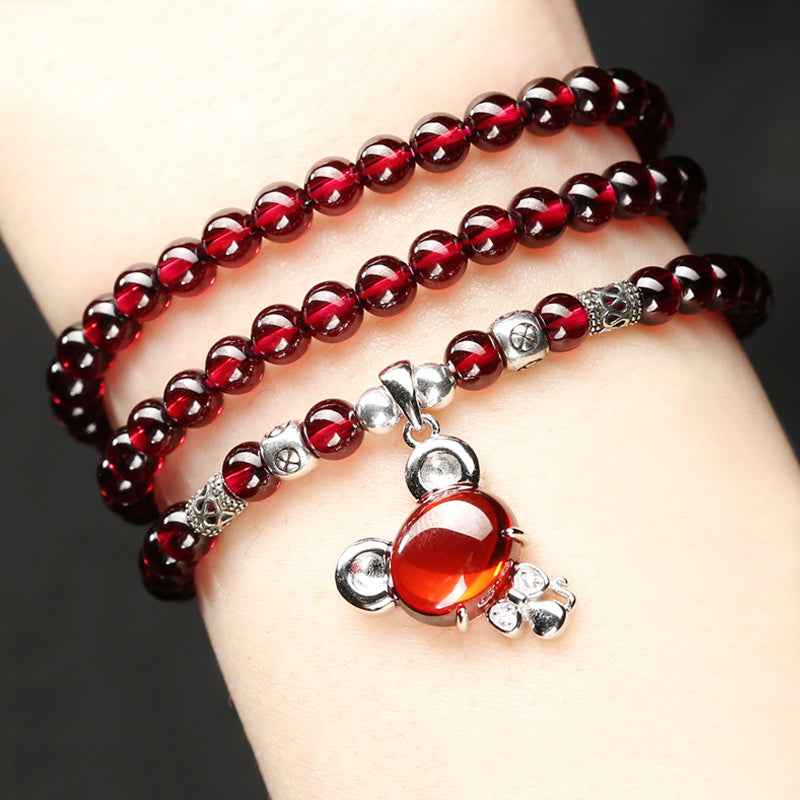 Natural Garnet Bracelet - Japanese/Korean Style Multi-Wrap Design (5 Styles)
