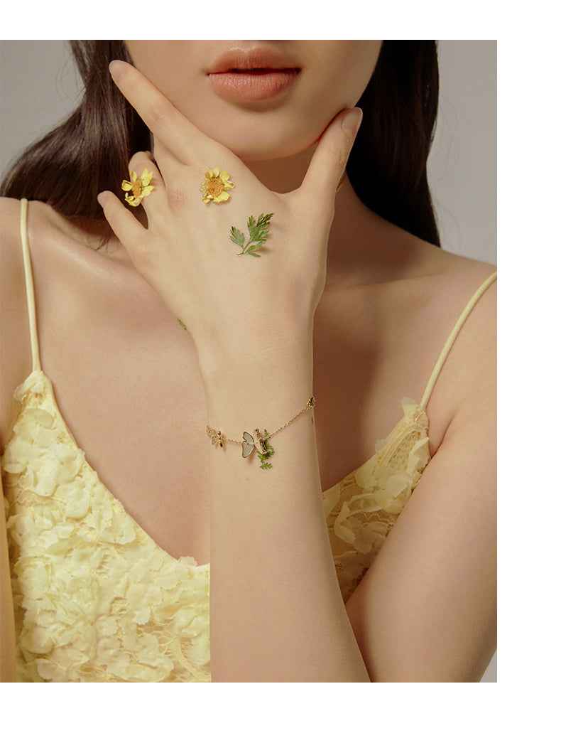 White Butterfly Sterling Silver Bracelet - Adjustable Minimalist Designer Gift