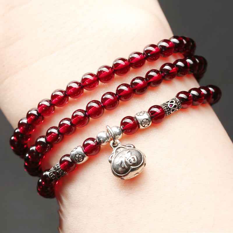Natural Garnet Bracelet - Japanese/Korean Style Multi-Wrap Design (5 Styles)