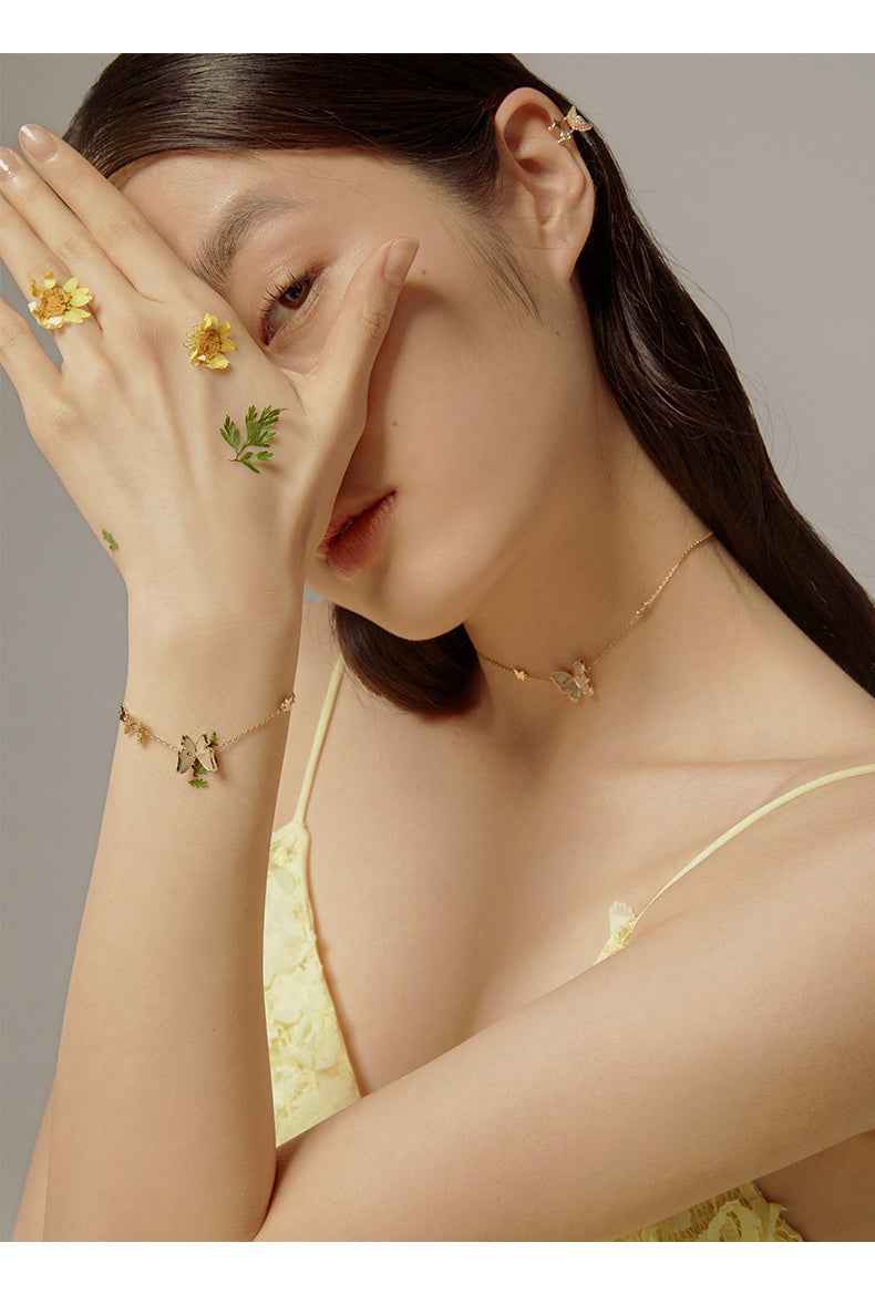 White Butterfly Sterling Silver Bracelet - Adjustable Minimalist Designer Gift