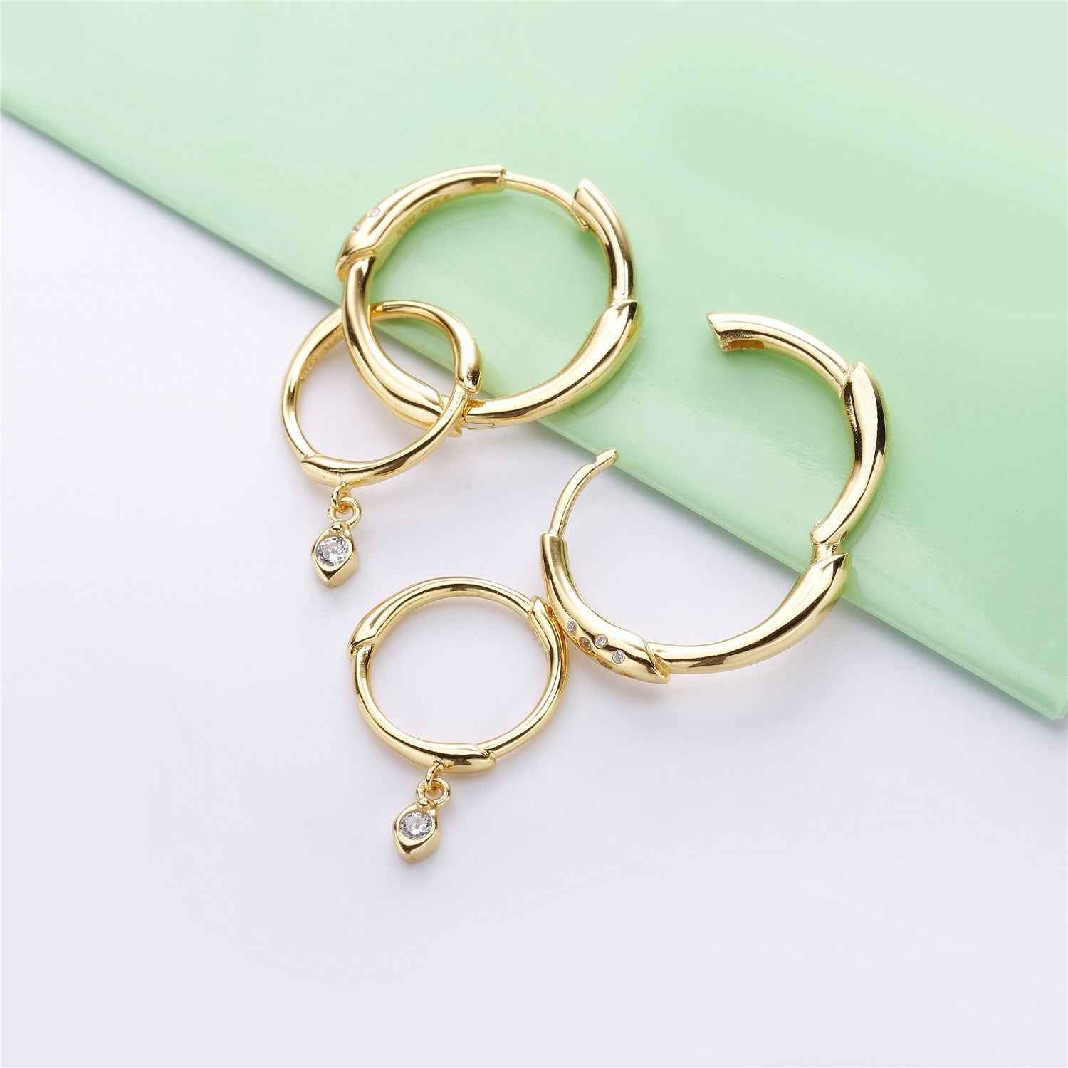 Flower Branch Hook Earrings - Nature-Inspired Gold-Plated 925 Sterling Silver