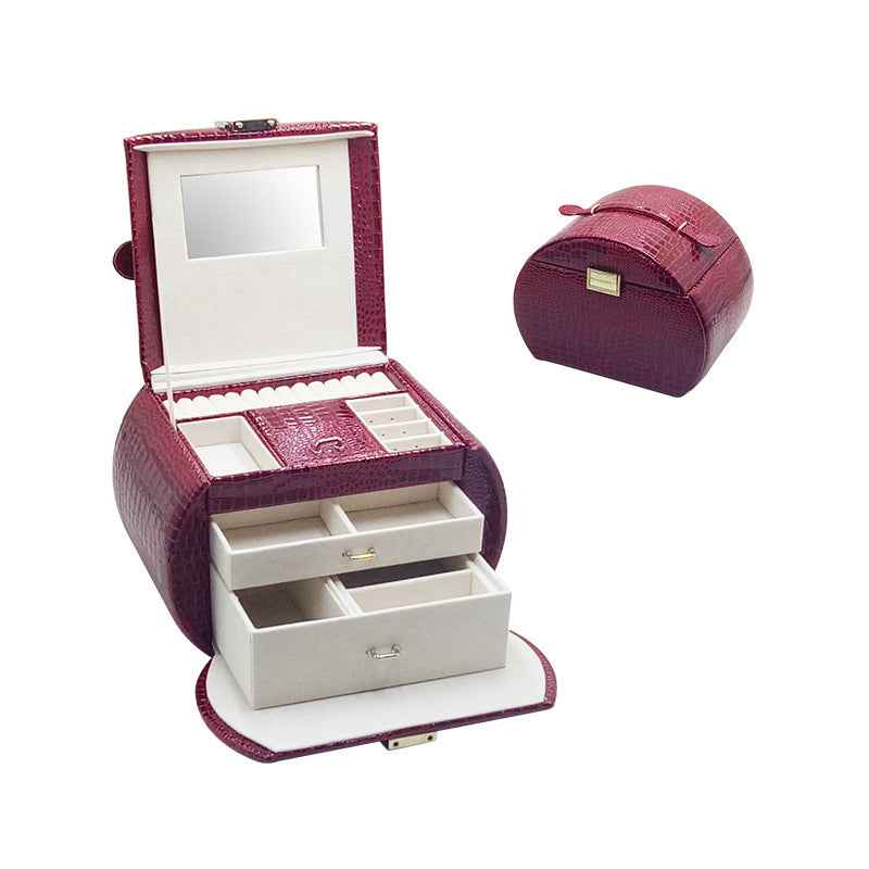 Luxury Leather Jewelry Organizer with Stylish Storage Drawer for Rose Gold Crown Ring in Multiple Colors