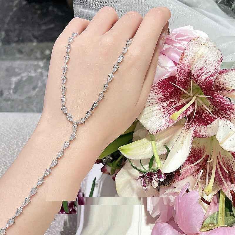 18K Gold-Plated Tassel Necklace with Water Drop Zircon – Y-Shaped French Retro Style