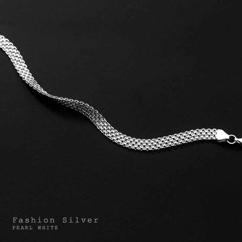 Korean Wide Chain Bracelet – Adjustable Sterling Silver "Cold Wind" Minimalist Trend