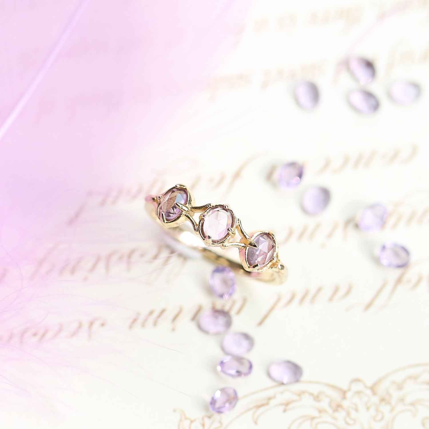 Rose Gold Sterling Silver Ring - 925 Cut Design