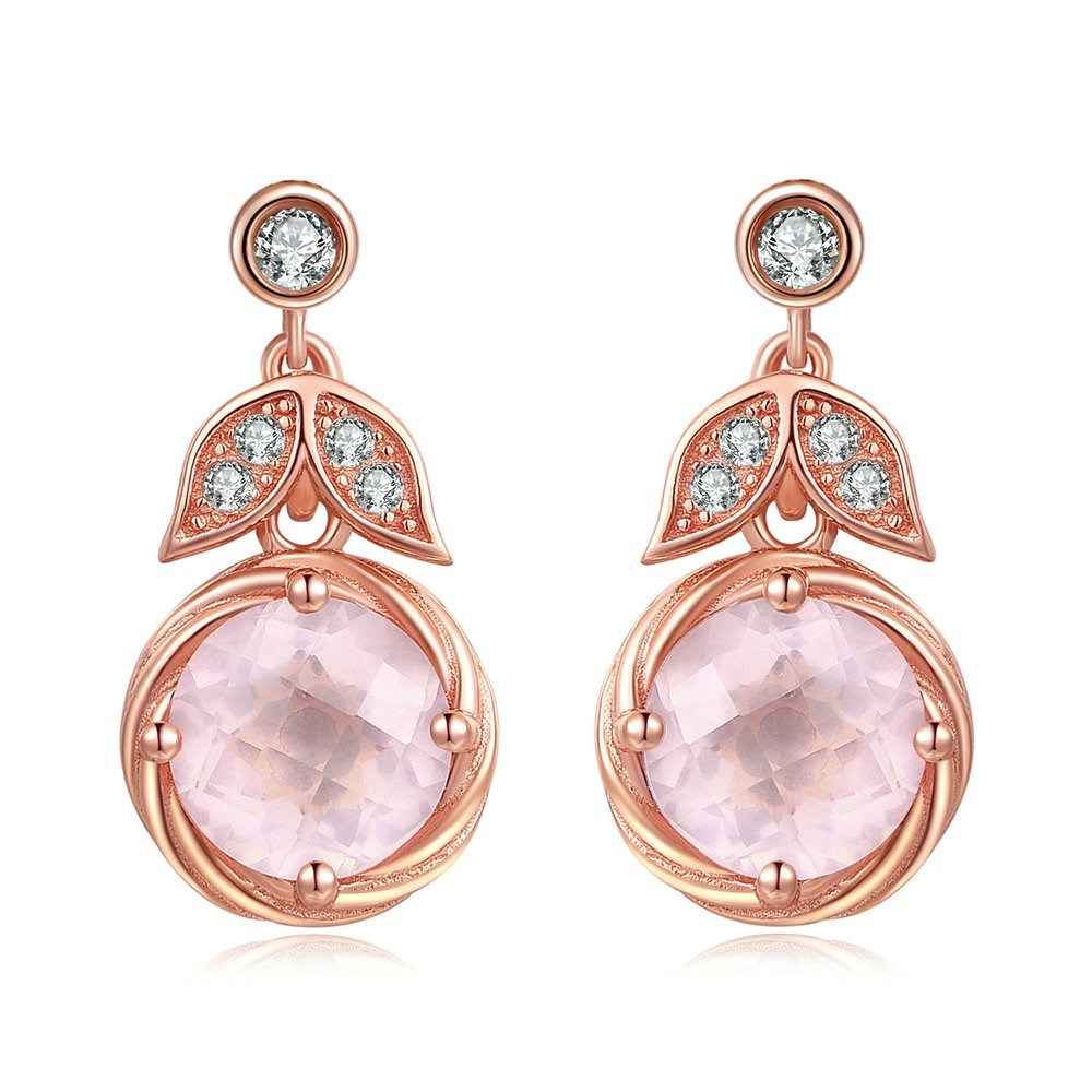 Natural Pink Crystal Earrings - S925 Sterling Silver Prong Setting, Certified Gemstone