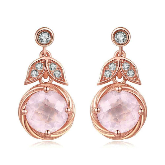 Natural Pink Crystal Earrings - S925 Sterling Silver Prong Setting, Certified Gemstone