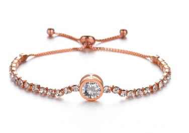 Minimalist Crystal Bracelet - Unisex Adjustable Design with Zircon Inlay in Heart and Circle Styles, Multiple Colors Available