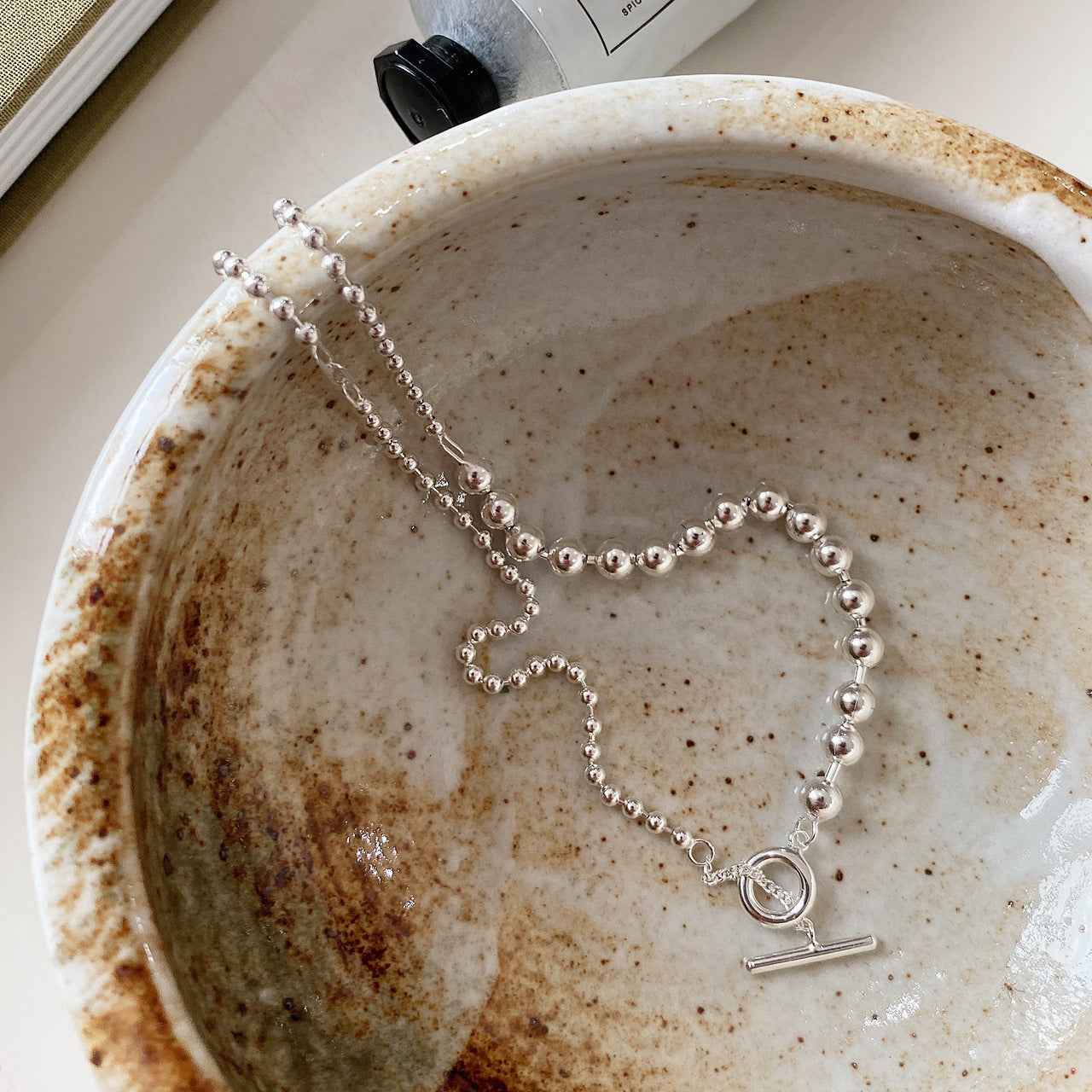 Geometric Hook Box Chain Necklace - Sterling Silver Minimalist Clavicle Style Jewelry